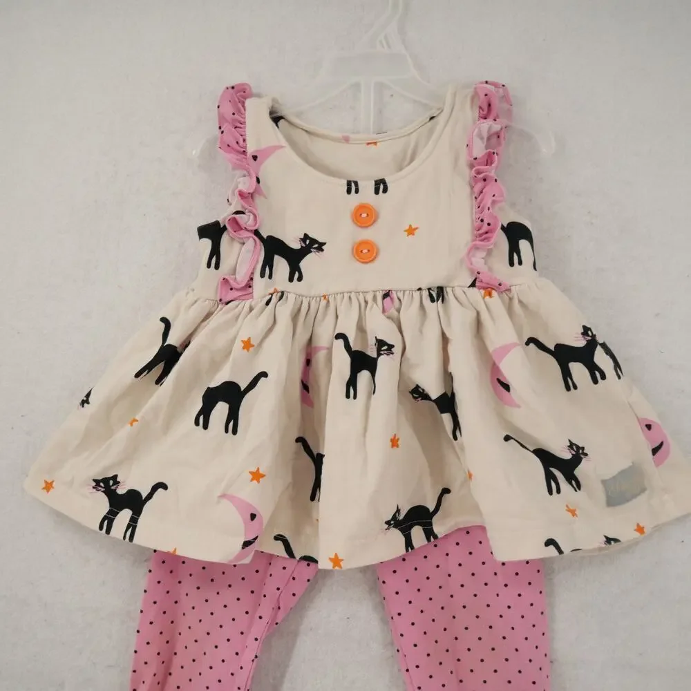 Eleanor Rose Girl's Size 3 Back Cat Halloween 2 Piece Outfit Ruffles Pants & Top